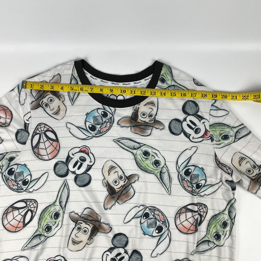 Disney 100 Character Mash Up 2pc PJ Set Women's XL Mickey Woody Grogu Stitch - Picture 6 of 15